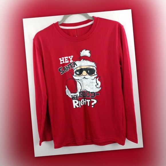 4/$25 Boys XL 16/18 Long Sleeve Santa T-shirt - Picture 1 of 3